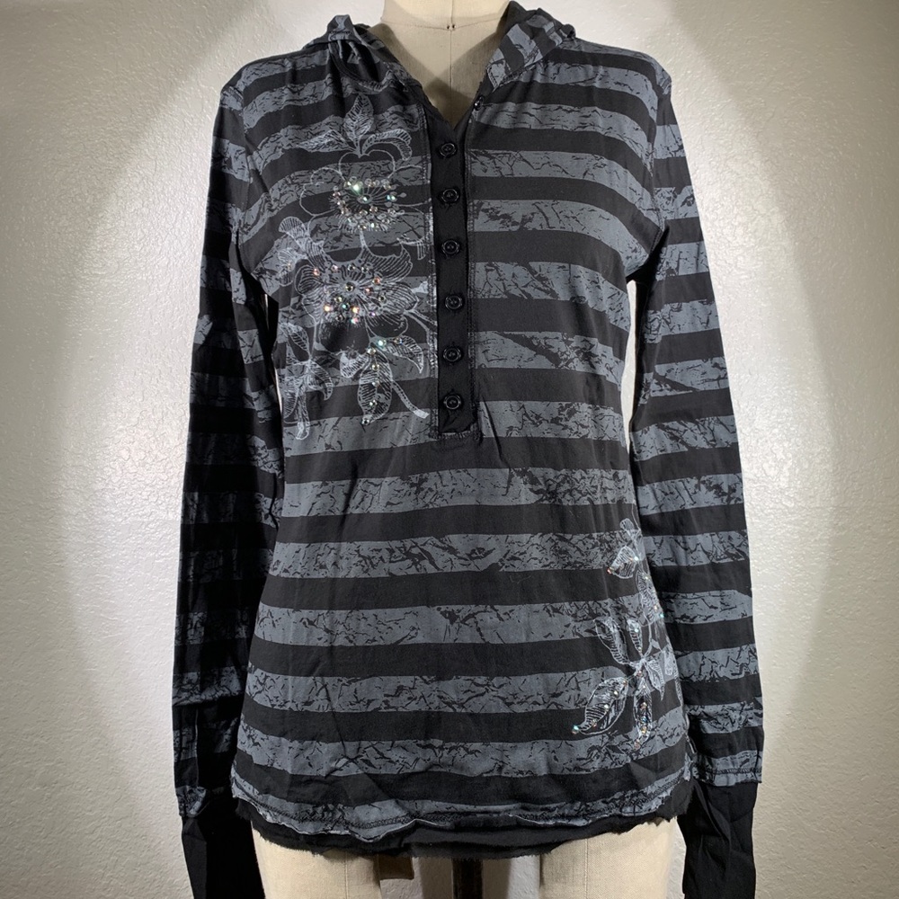 Johnny Was 4LNL striped Carly hoodie size S NWT